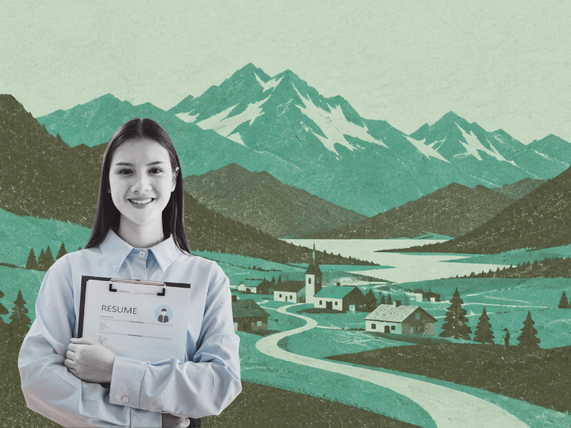 Seasonal workers at a ski resort representing the range of mountain town jobs covered in this guide, from lift operators to ski instructors