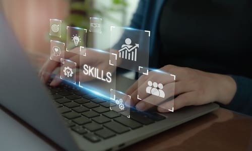Professional development graphic representing the most in-demand skills and certifications needed for career success in 2030
